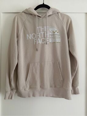 The North Face Men's Crewneck Hoodie in Light Beige with White Logo